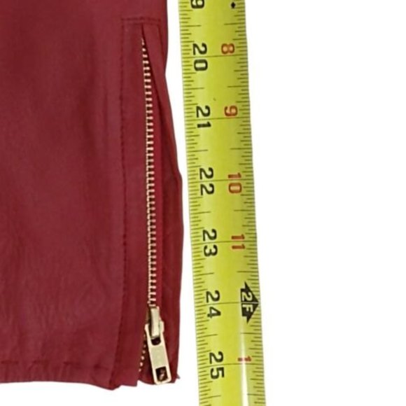 BAGATELLE Red Leather Moto / Jacket Women's Large Full Zip Rear Sunburst Design - Picture 2 of 12